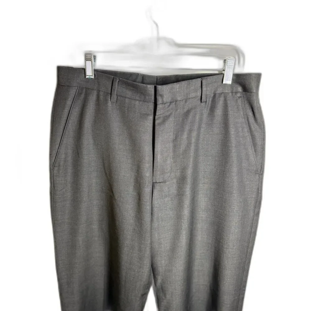 Banana Republic Men’s 33/32 Charcoal Gray 100% Wool Dress Pants Flat Front